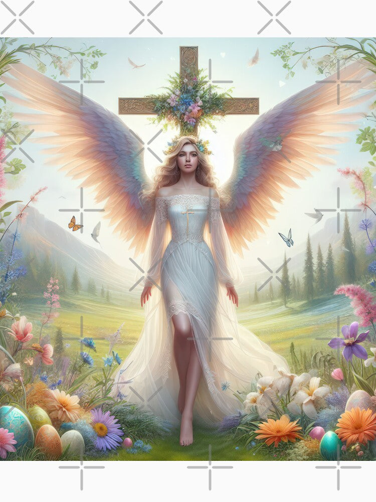 Angel and Easter Cross fantasy easter landscape by Expressions-Sel