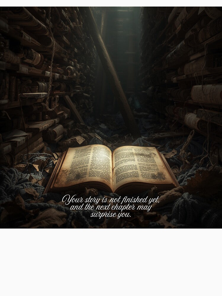 Ancient Book of Wisdom – Inspirational Quote in Mysterious Library by sier-vc