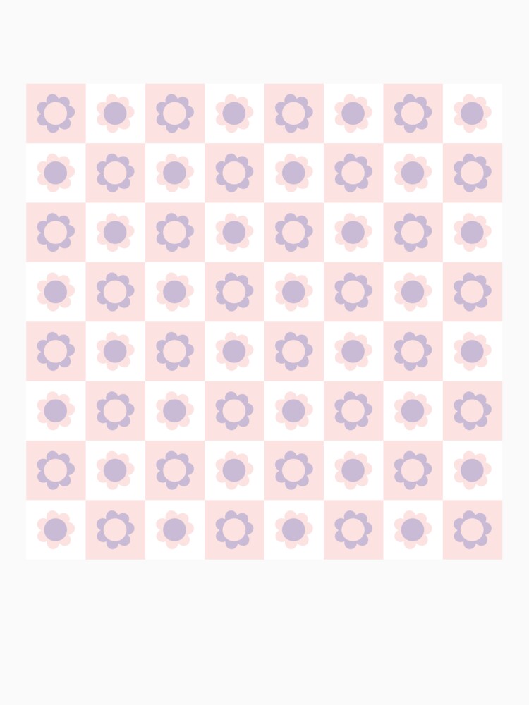 Retro Floral Pattern - Checkered Groovy Flower Aesthetic by Julza Art