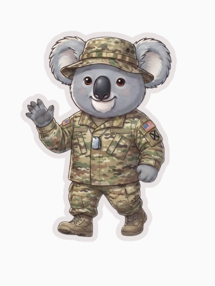 Military Koala Sticker Cute Solldier Koala Clipart Digital Download by KAWAII STUDIO NB