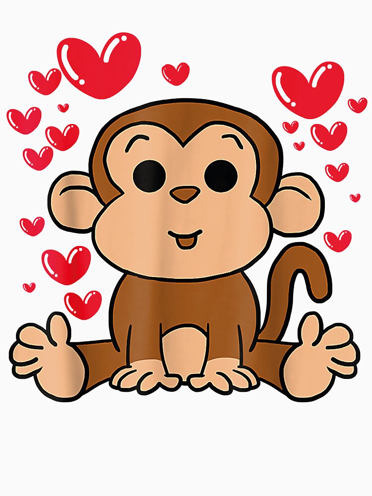 Monkey Love Valentines Day Cute Hearts Romantic Animals by KitsuneCostum