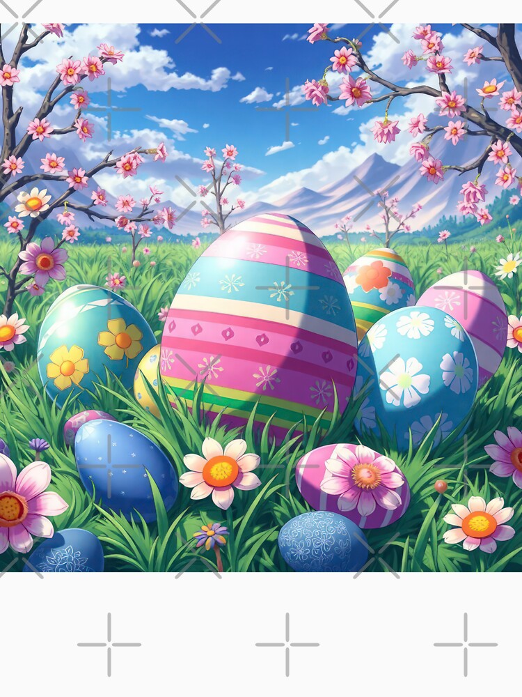 Easter eggs colored with flowers in the meadow spring,Happy Easter,Easter Day,easter illustration by Expressions-Sel
