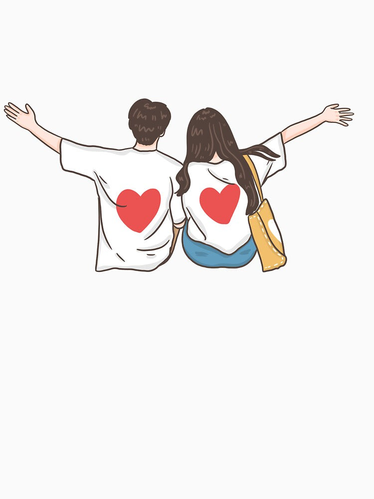 Cute Couple Wearing Heart Shirts | Love Relationship Illustration by ZYNORAworld