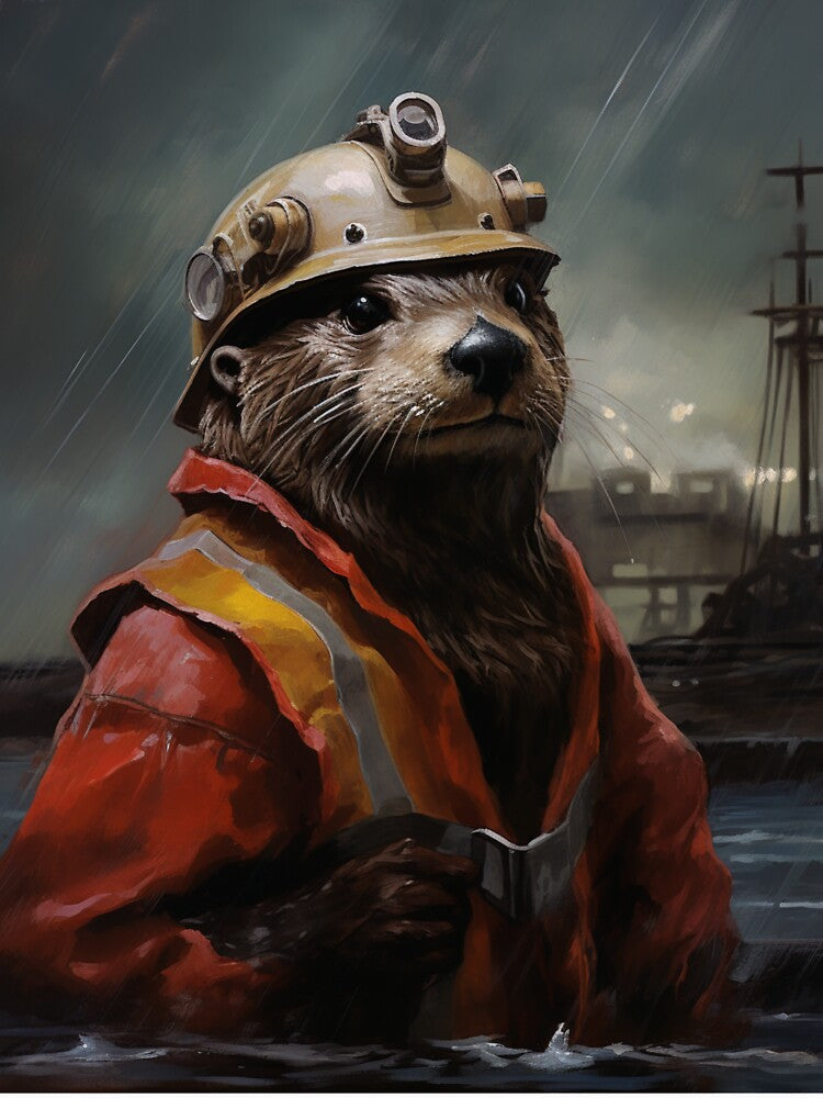 An otter day an otter hard hat by schamsyy