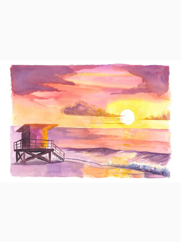 Miami Beach Florida Sunrise with Baywatch Tower by artshop77