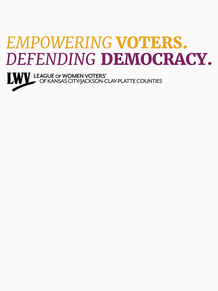 Empowering Voters. Defending Democracy. (purple and yellow) by LWVKC