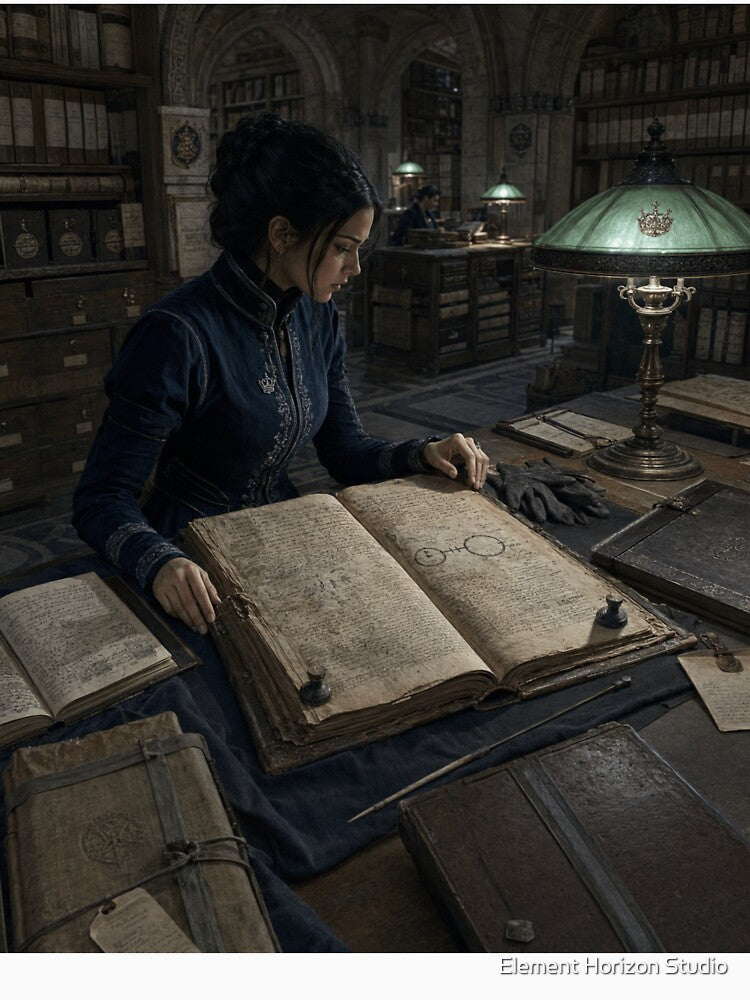 Dark Academia Archive Scholar | Ancient Manuscript Library Fantasy Art by Element Horizon Studio