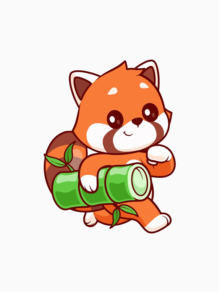 Cute Chibi Red Panda Carrying Bamboo Illustration by Jerbilsmouse