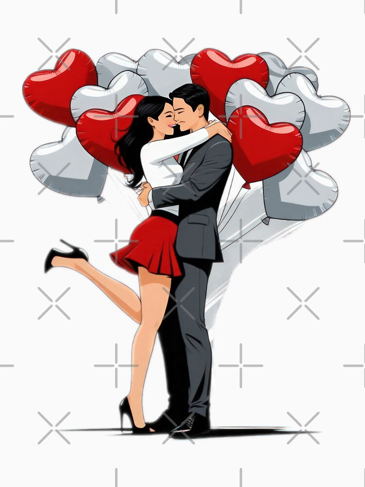 Valentines Day couple  with heart balloons,Valentine couple,valentine heart,valentine art,valentine design by Expressions-Sel