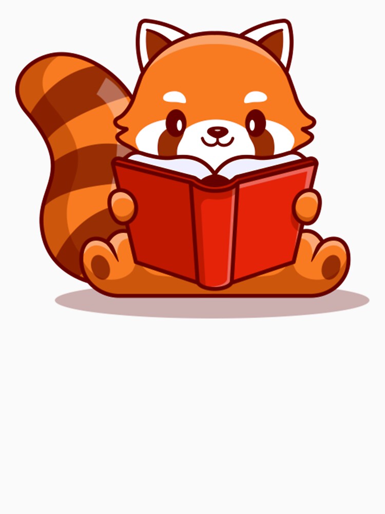 Cute Red Panda Reading Book by FraustoWilmer