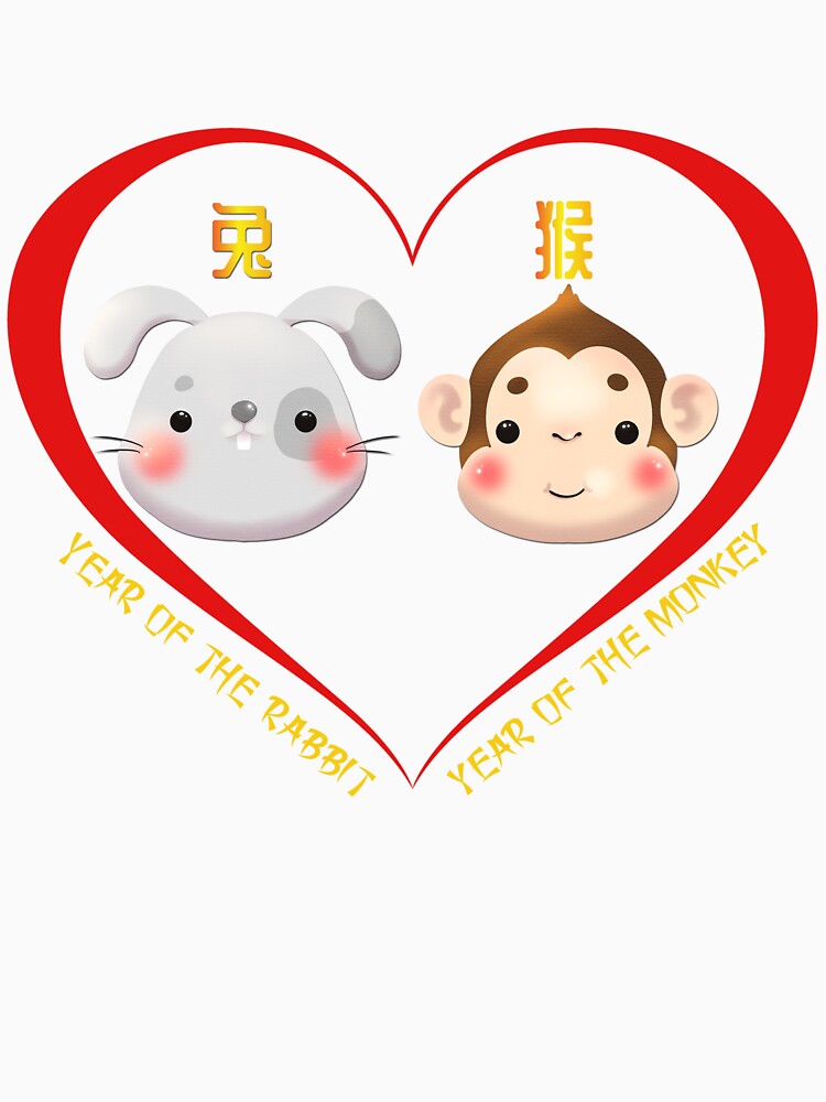 Year Of The Rabbit And Year Of The Monkey Couples Cute Chinese Zodiac Animals by Karry-Pat