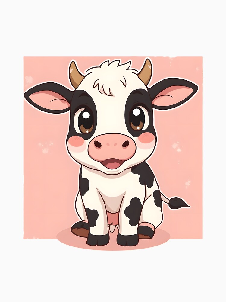 Cute Kawaii Cow Sticker | Adorable Baby Cow Cartoon Illustration by dreamz-world