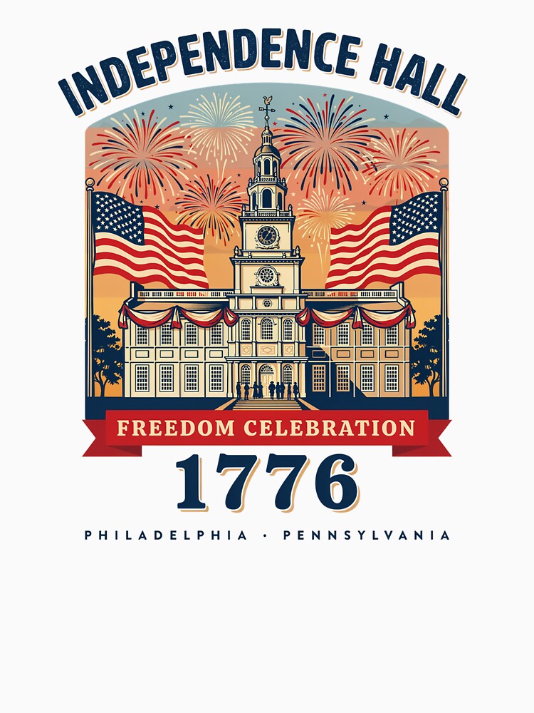 Independence Hall Freedom Celebration 1776 – Philadelphia Pennsylvania Patriotic 4th of July Design by ArcticFoxStudio