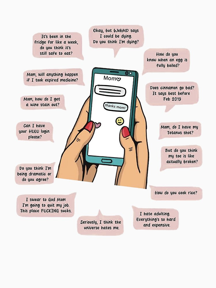 Texts to Mom Card, Funny Birthday Card for Mom, Hilarious Mother’s Day Card, Ideal Gift for Mom, Calls Texting Mom Card by Jesticker