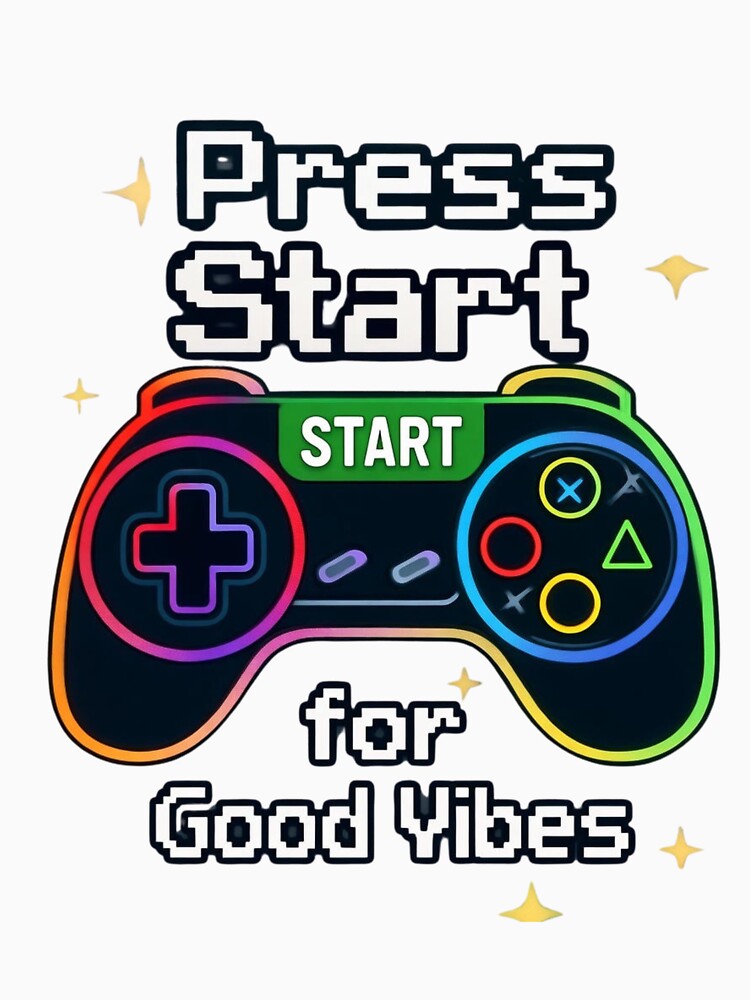 Press Start for Good Vibes – Vintage Gamer Tee by EcoArtTees