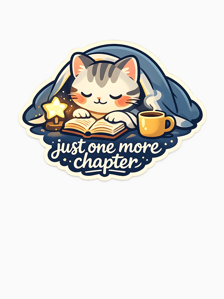 Just One More Chapter Cute Reading Cat Design by Naviora