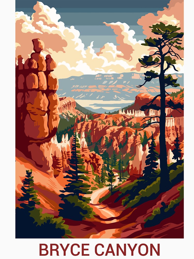 Bryce Canyon National Park Utah – Vintage Hoodoo Landscape Art by GiftsCreek