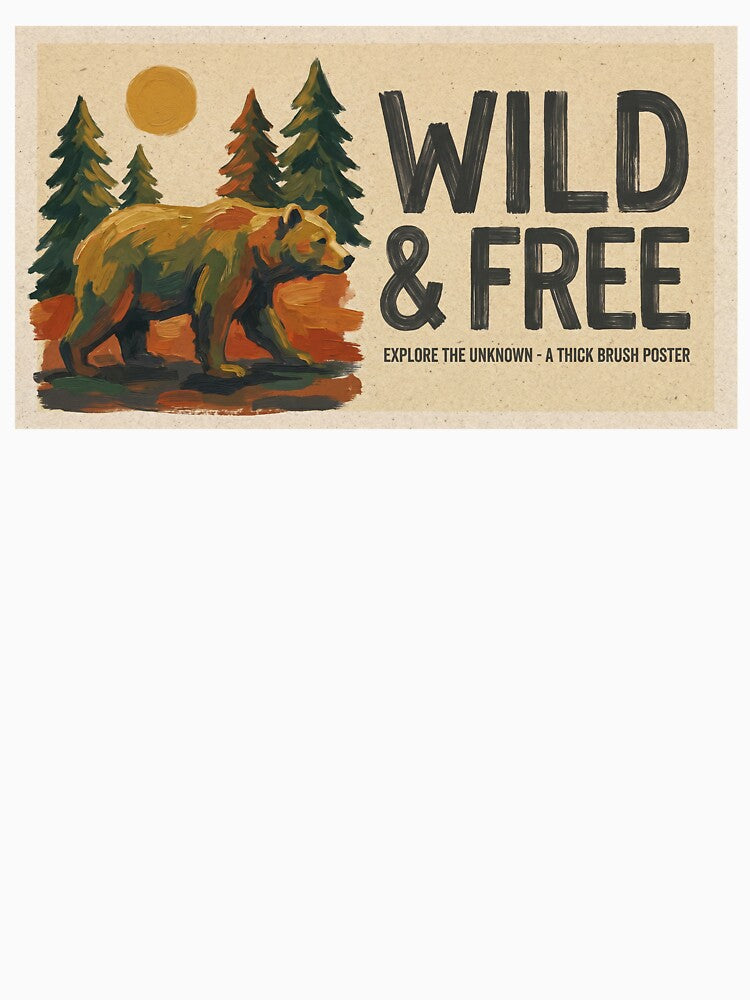 Wild Bear Adventure Brushstroke Nature Art by WATEKE