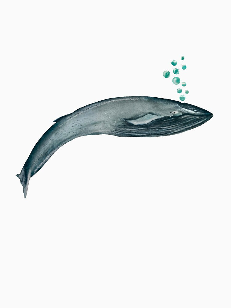 Whale blue bubbles ocean a watercolor illustration black by Yana Mustafina | Boho Soulful Designs