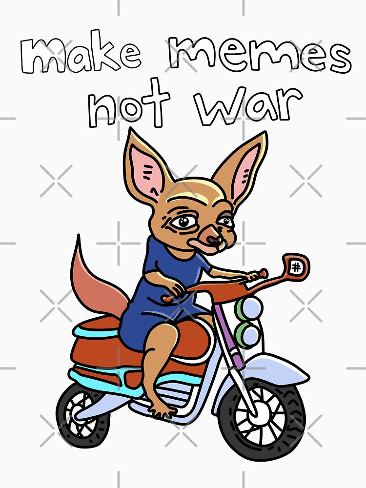 Make Memes Not War Animal Bunny on Motorcycle by NOTSNIW ART