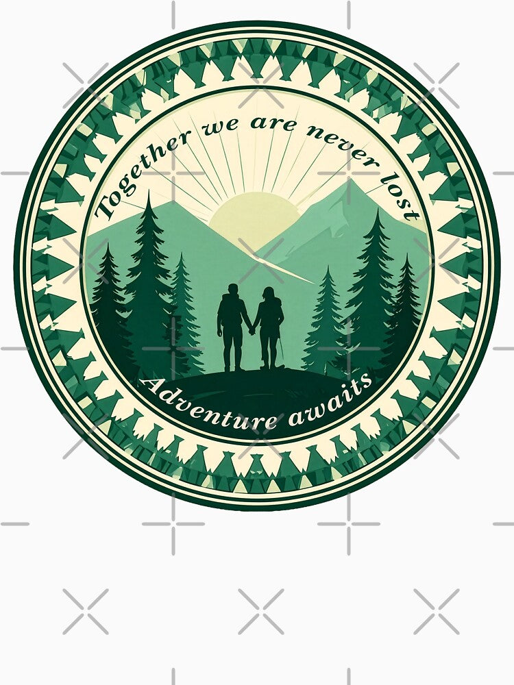 Together we are never lost couple hiking badge romantic outdoor print by icemanphotos