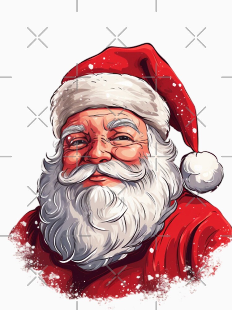 Cool Vintage Christmas Santa Claus Face T-Shirt by ET-STUDIO