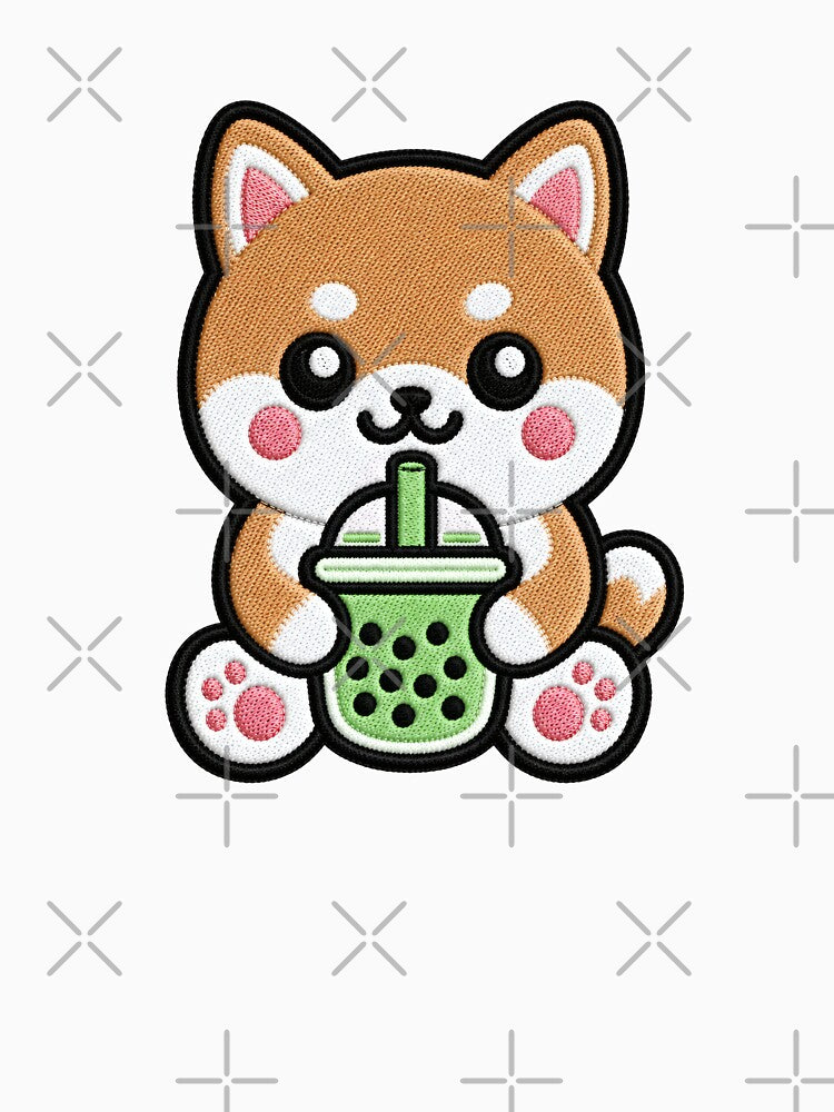 Cute Kawaii Dog Drinking Bubble Tea by IYI