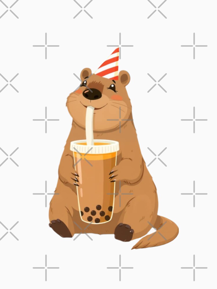 Capybara Boba Tea Milk Chocolate Party Hat happy birthday kawaii gift funny christmas happy by CheeseBlueprint