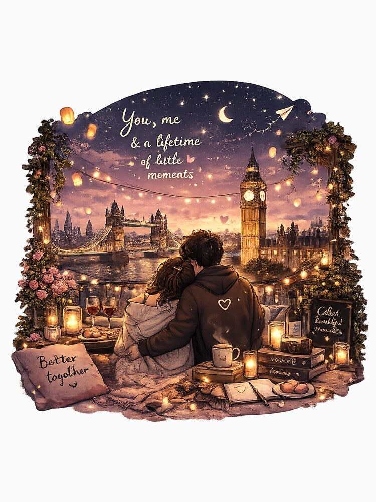 Cute Kawaii Couple In London Terrace - "You, Me and a Lifetime of Little Moments" by FluffiPopo