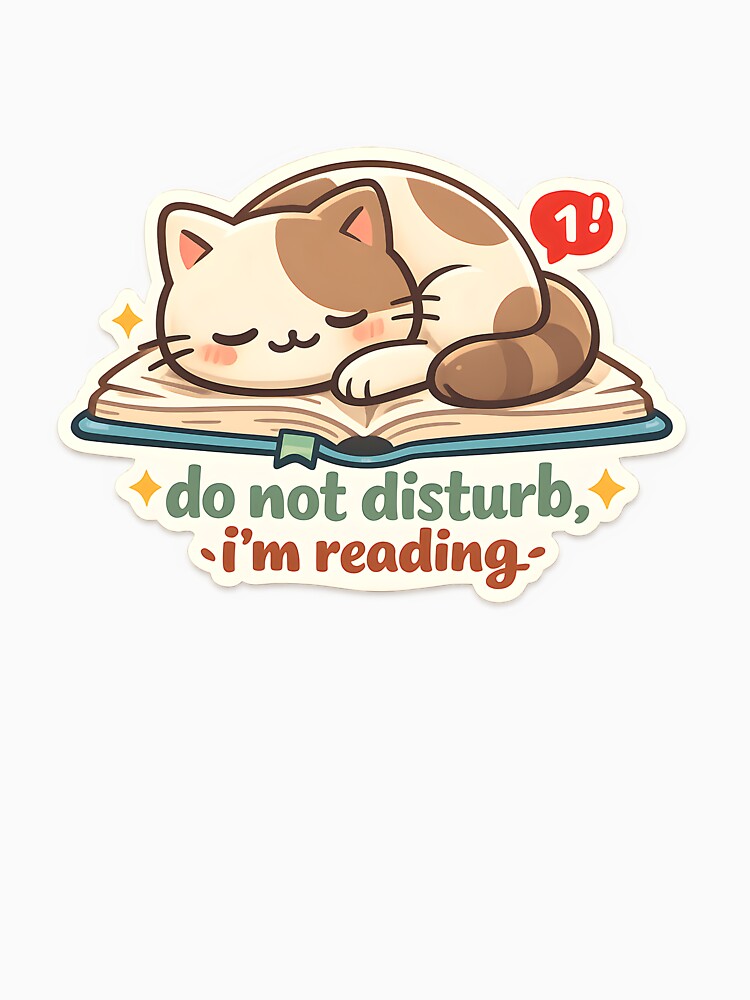Do Not Disturb I'm Reading Cute Cat Book Lover Design by Naviora