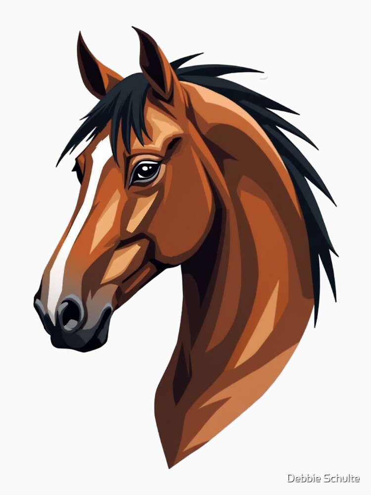 Bay Horse Head | Elegant Equestrian Horse Design by Debbie Schulte