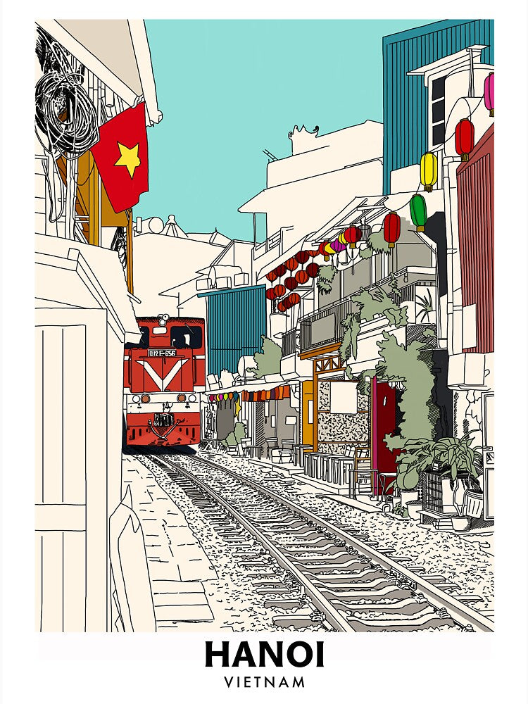 Hanoi Train Street Vietnam Travel Print by Ginzalluna