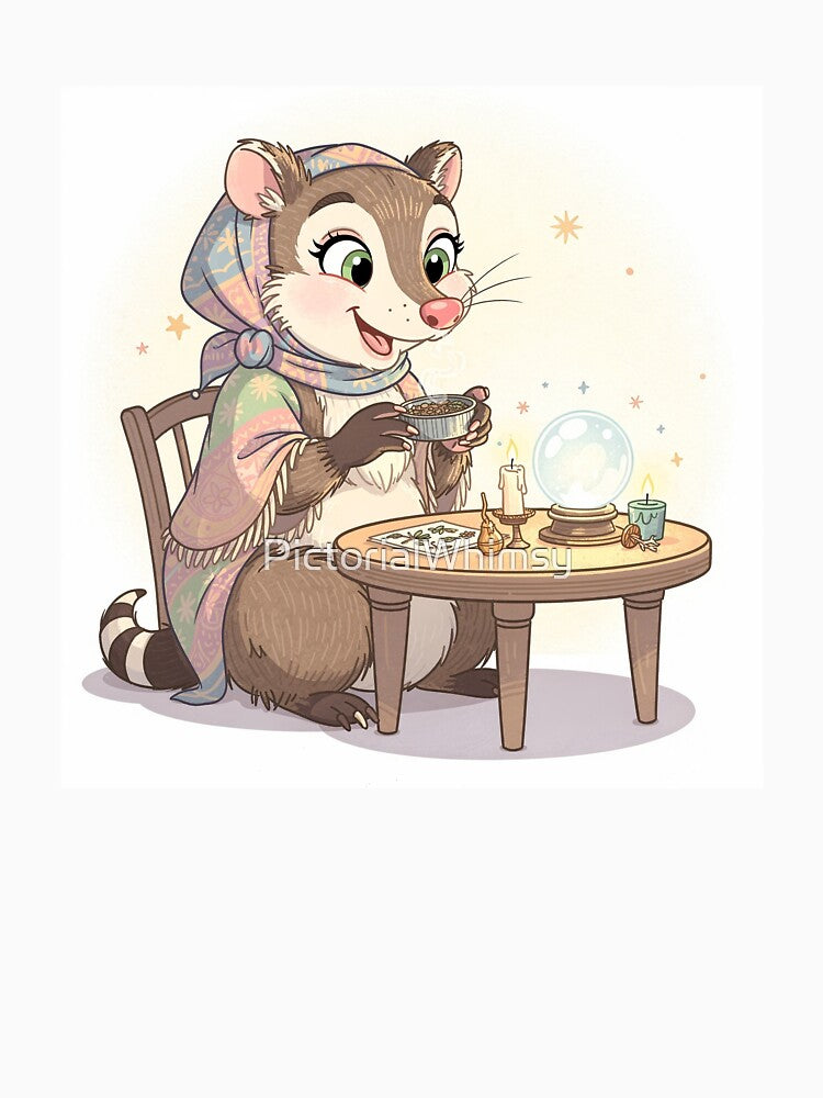Possum Fortune Teller Reading Trash Tea Leaves by PictorialWhimsy