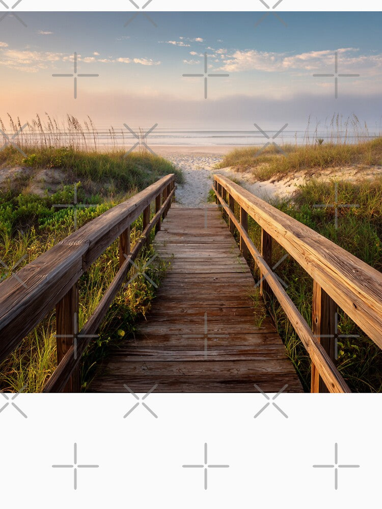 Serene beach boardwalk seascape by dcrc
