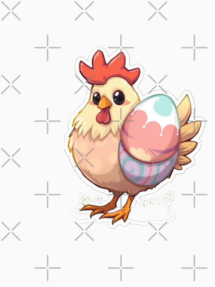 Cute easter Chicken with egg sticker ,cute easter,Happy Easter,Easter Day,easter illustration by Expressions-Sel