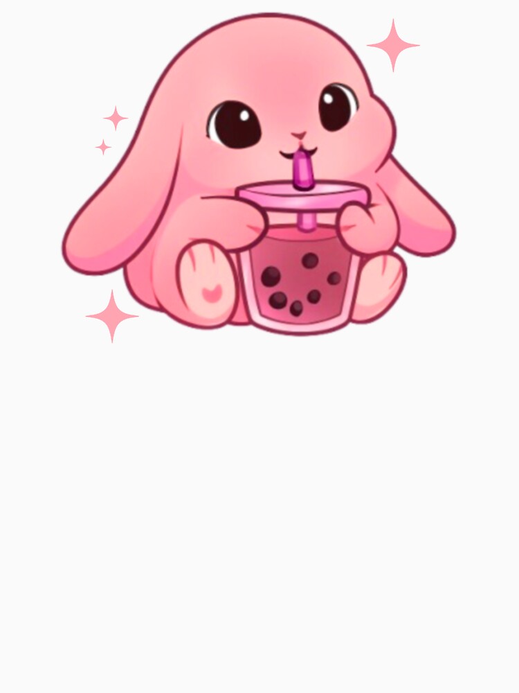 Kawaii Bunny Boba -Cute Pink Rabbit Drinking Bubble Tea by unique0703