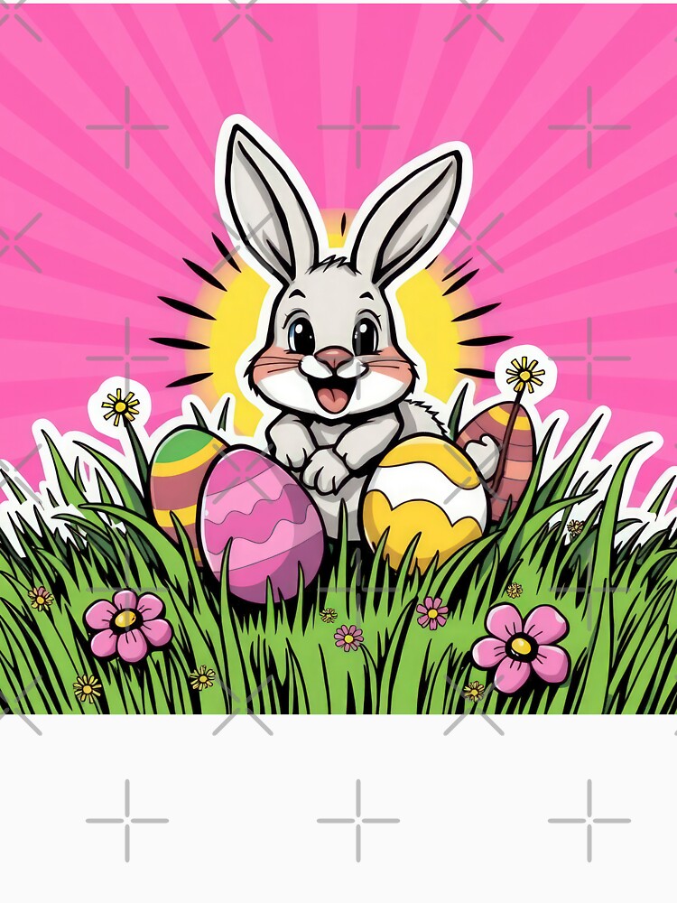 cute Easter bunny  with colored eggs in the grass,Happy Easter,Easter Day,easter illustration,Easter by Expressions-Sel