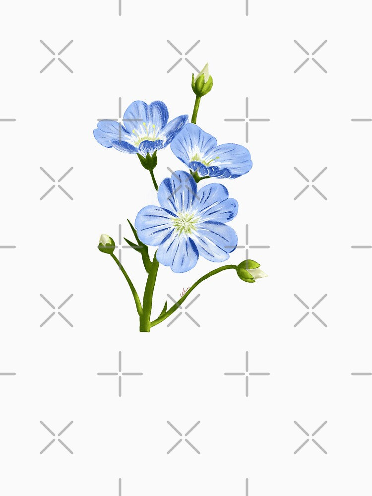 Blue Flax Wildflowers Botanical Art Illustration by RatnaSketch