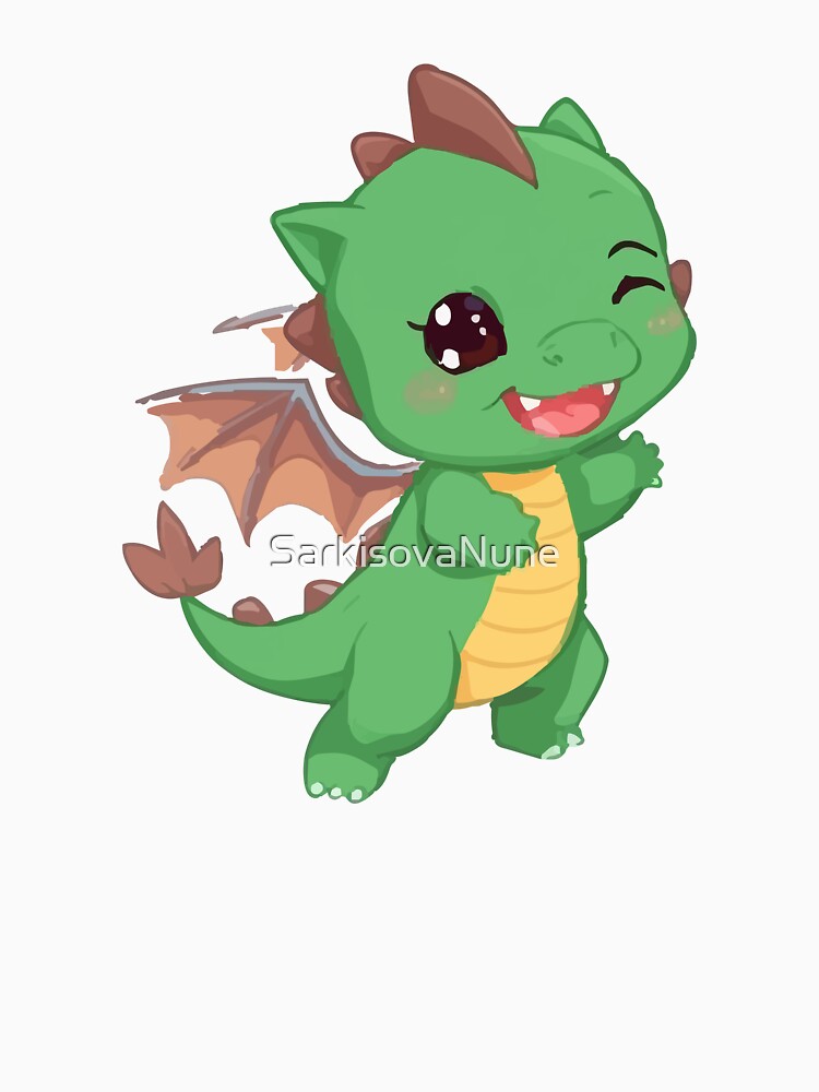Cute Green Baby Dragon Winking by SarkisovaNune