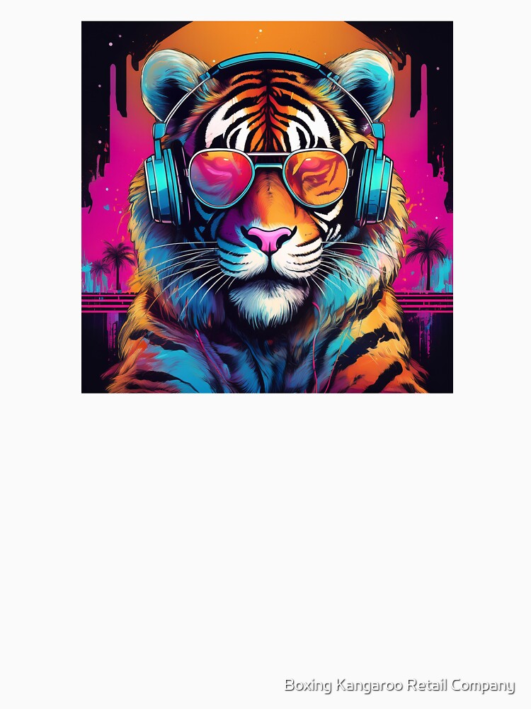 Tiger in Headphones and Shades Synthwave by Boxing Kangaroo Retail Company