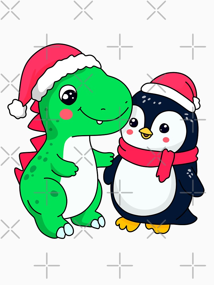 dino and penguin, christmas by stickermainia