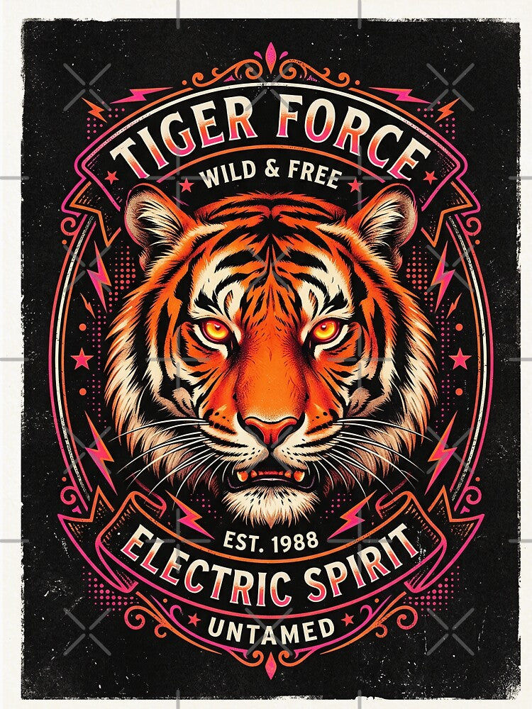 Retro 80s Tiger Vintage Airbrush Wild Animal Bold Graphic Tshirt by EliasMan
