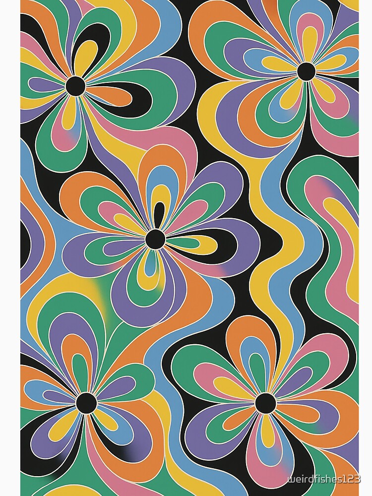 Groovy Retro Floral Psychedelic Wave Pattern by weirdfishes123