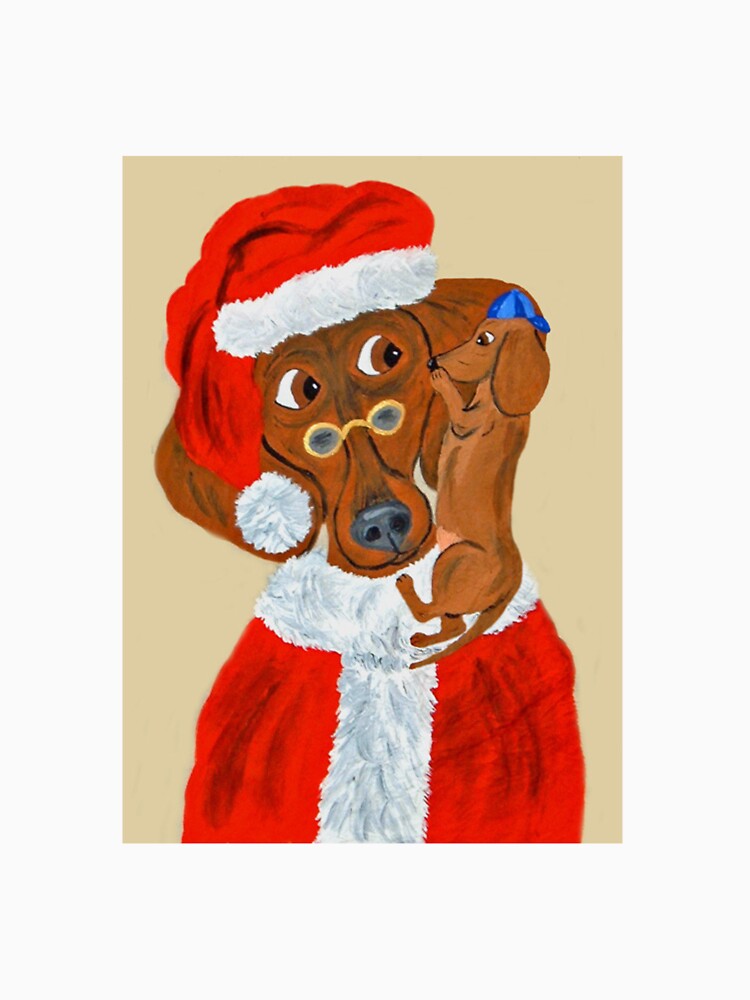 Dachshund Puppy telling Santa his Christmas wishes by Squirreldumplings