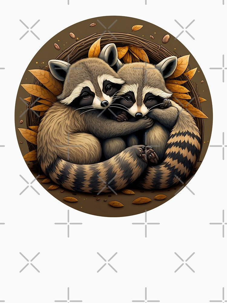 Cute Raccoons Hugging - Chibi Kawaii by stickertopic