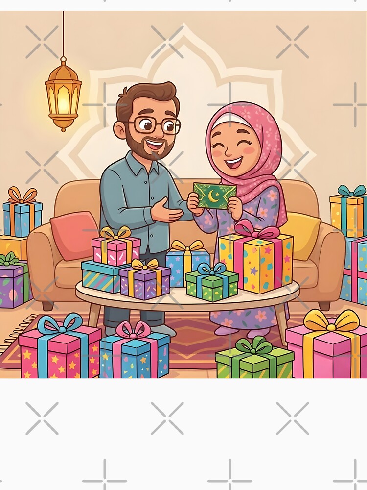 Eid Couple - Muslim Husband and Wife with Gifts and Eidi by WowDezign