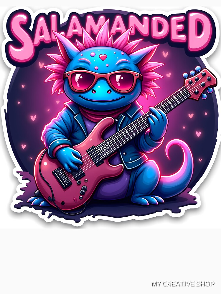 Kawaii Axolotl Rockstar With Electric Guitar by MY CREATIVE SHOP