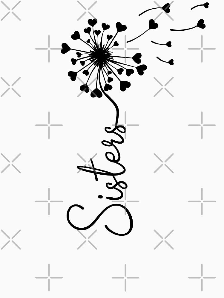 Love My Sister Cute Dandelion Heart Sisters by Lulaggio