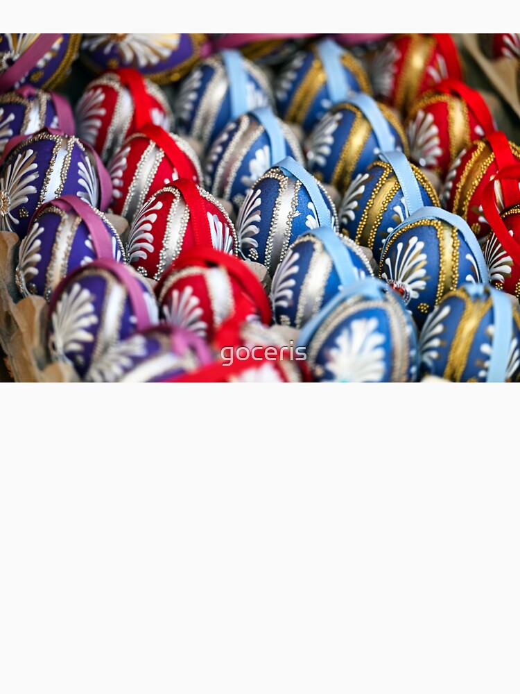 Painted Easter eggs close up, Holiday background by goceris