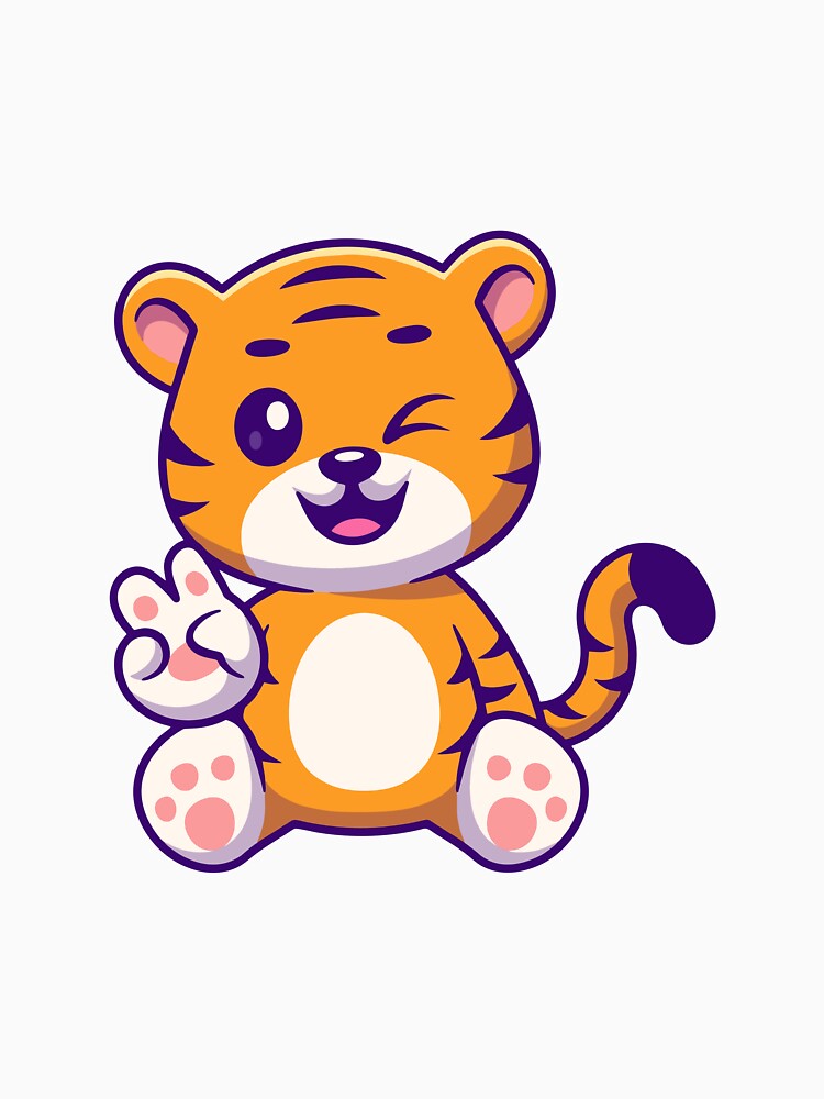 Cute Sitting Baby Tiger Winking and Waving by earthshotr